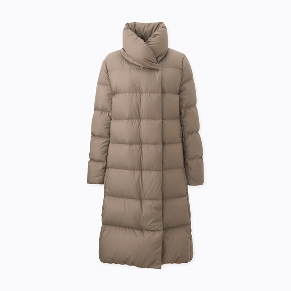 UNIQLO Lightweight Down Volume Collar Coat in Beige Size Medium M - Picture 1 of 1